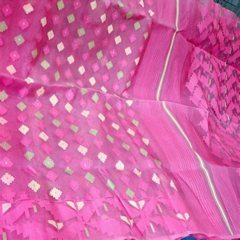 Traditional Dhaka Jamdani Pink Saree – Selina Habibti Attire