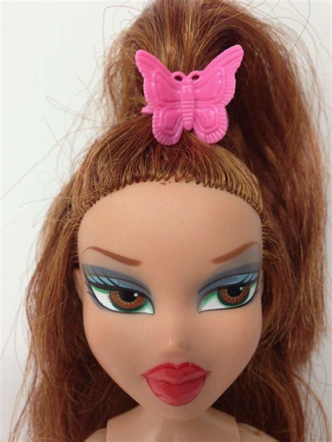 BRATZ NUDE DOLL MEYGAN - LONG RED HAIR - BROWN EYES -BUTTERFLY CLIP