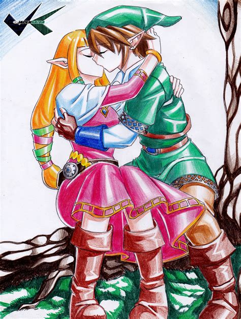 Commission: Link X Zelda Kiss by jadenkaiba on DeviantArt