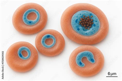 microscopic view  malaria parasites infecting red blood cells