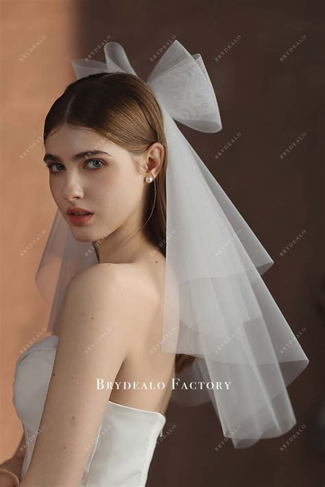 Double Layer Pretty Tulle Bow Veil Online