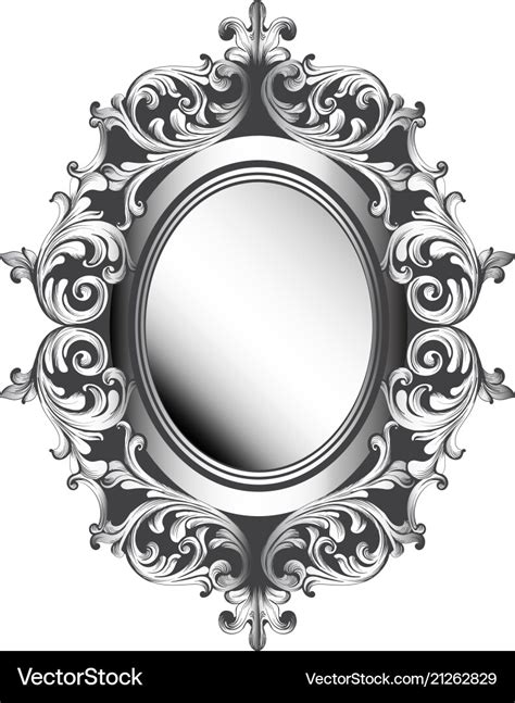 Baroque silver mirror frame french luxury Vector Image