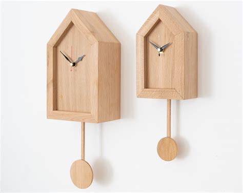 Pendulum Wall Clock Made of Solid Oak Wood Wooden Pendulum Clock Wooden ...