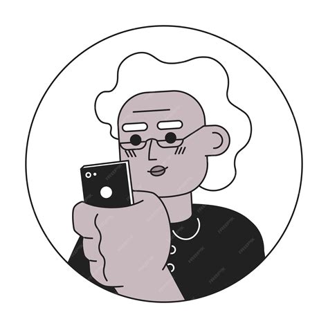 Premium Vector | Smartphone woman black granny eyeglasses black and