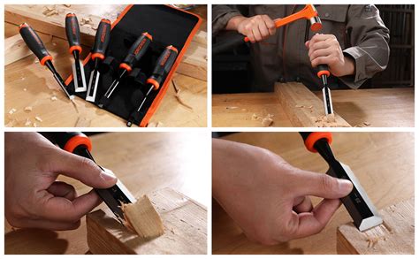 JORGENSEN Wood Chisel Set, 5 Pieces Wood Carving Chisels (6 mm, 10 mm ...