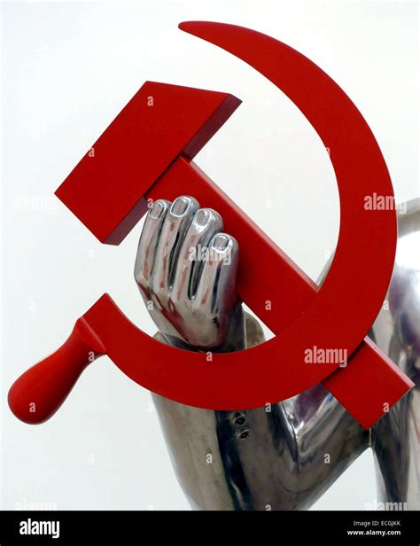 Hammer and Sickle - detail of sculpture in London art gallery Stock