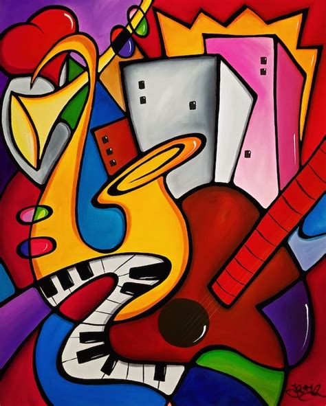 Abstract Modern pop Art original Seabreeze Jazz Fest 2019 | Etsy