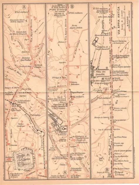 CARTA GEOGRAFICA ANTICA ROMA VIA APPIA ANTICA pianta TCI 1925 Antique map Rome EUR 14,00 ...