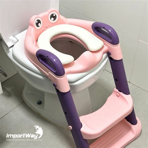 Assento Redutor Infantil - Assento Redutor Infantil Com Escada Rosa BW267RS | ImportWay