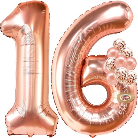 Amazon.com: KatchOn, Rose Gold Sweet 16 Birthday Decorations - 40 Inch ...