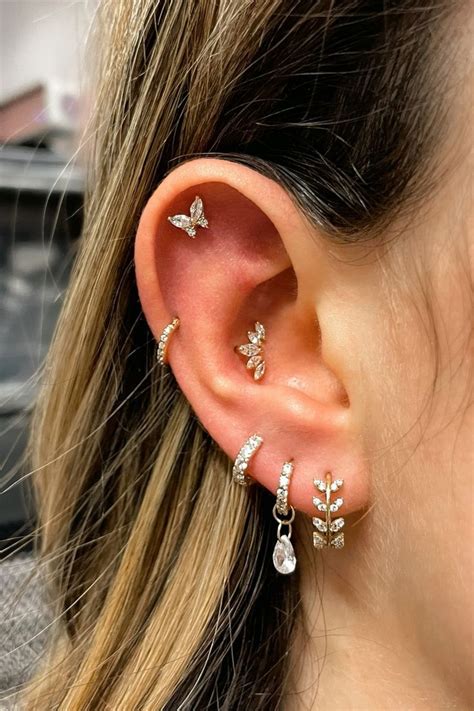 Cartilage piercing inspiration flat helix helix conch and triple lobes ...