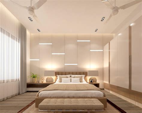 Modern Bedroom With Wall Paneling And LED Stripe Light by Studio Ezube ...