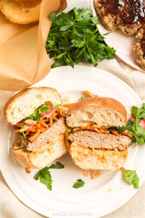 Easy Banh Mi Burger Recipe with Spicy Mayo | Randa Nutrition