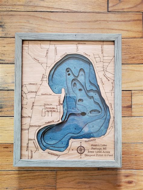 Austin Lake, MI 3d Wood Map | MakerPlace by Michaels