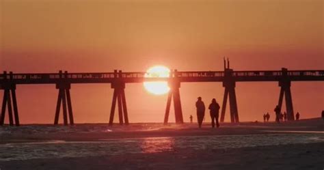 Sunset At Pensacola Beach Pier with the ... | Stock Video | Pond5