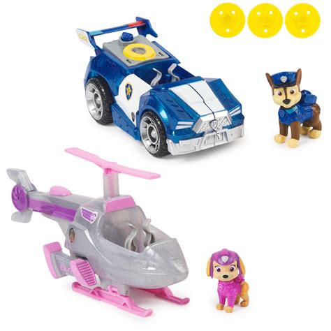 PAW Patrol: The Movie, Chase & Skye Figure and Vehicle Set for Kids