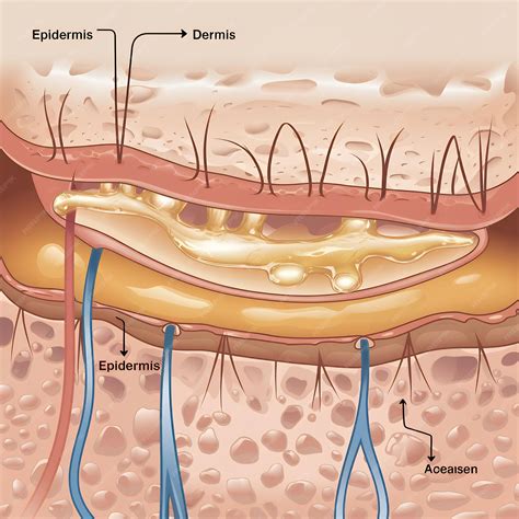 Medical illustration of blood clotting and skin blisters ai photos