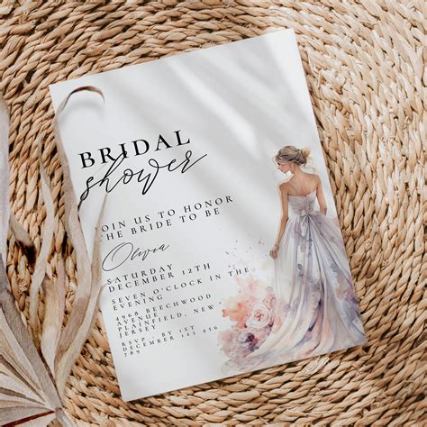 Bridal Shower Dress Invitation Printable Diy Instant Download