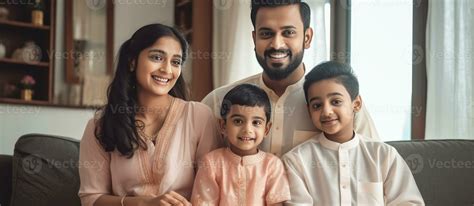 Realistic Portrait of Happy Indian Family Together During Ceremony