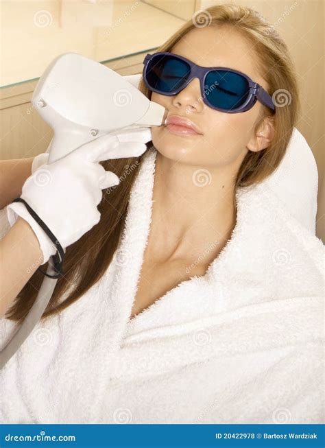 Laser Hair Removal On Woman Underarm. Female Having Laser Hair Removal