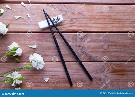 Sushi set and flower stock image. Image of eastern, chrysanthemum ...