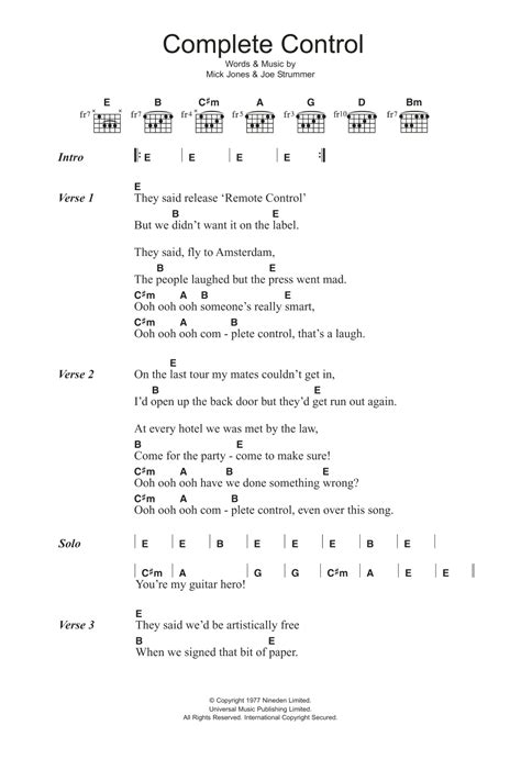 Complete Control by The Clash - Guitar Chords/Lyrics - Guitar Instructor