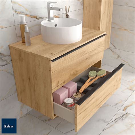 conjunto mueble de bano nabua  roble lavabo de posar lisboa