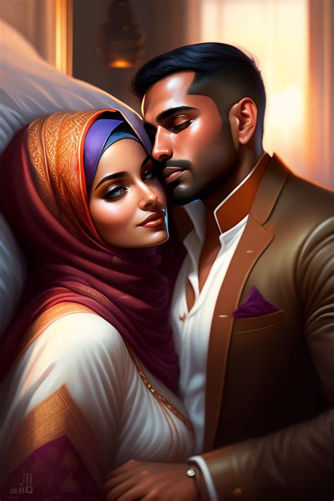 Lexica - Muslim hijabi girl kissing hindu man , clothed, laying in bed ...