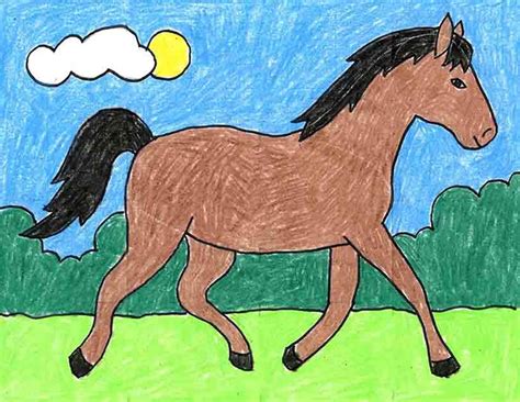 horse color drawing  kids