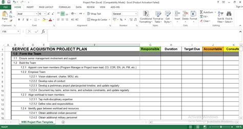 WBS Project Plan Template in Excel