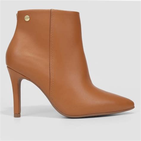 Bota Da Vizzano Cano Curto - Bota Cano Curto Vizzano Bico Fino Lisa Feminina - Caramelo | Netshoes