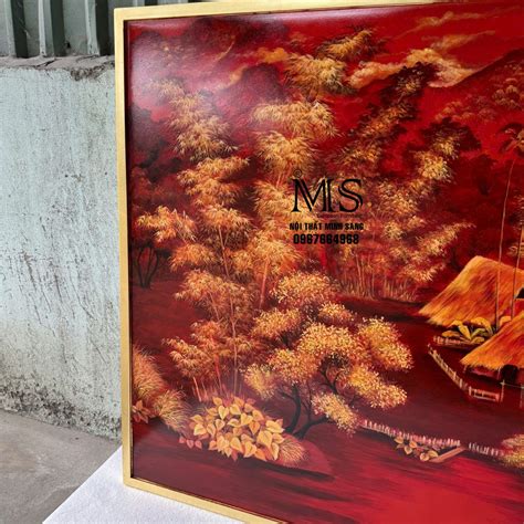 Tranh sơn mài làng quê xưa | Tranh dát vàng | Tranh làng quê | Nội Thất