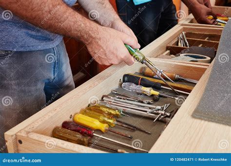 woodworking tools  drawer stock image image  clean work