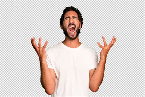 premium psd furiously screaming feeling stressed  annoyed