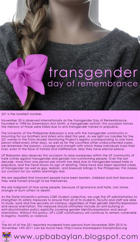 UP Babaylan: Transgender Day of Remembrance