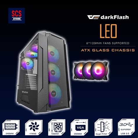 Aigo DarkFlash Leo With 3 Rainbow LED Fan ATX Tempered Glass Gaming ...
