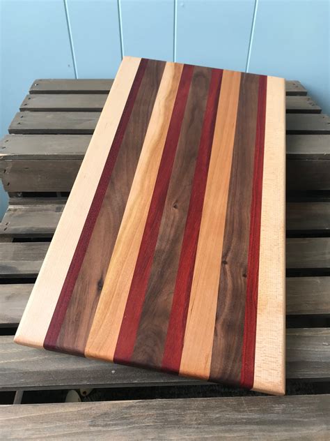 Cutting Board // Large // Cherry Walnut Maple Bloodwood | Etsy