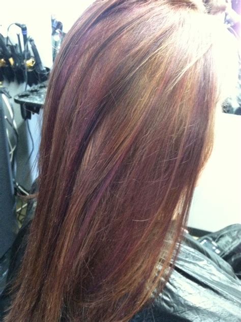 Violet red blonde brown highlights | Red to blonde, Hair cuts, Long