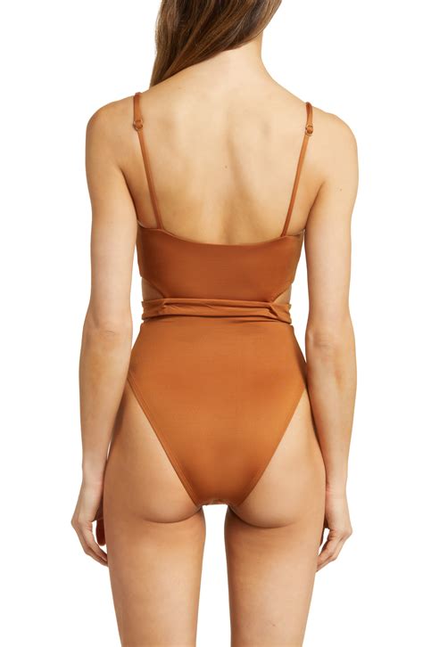 Vitamin A® Vitamin A Luxe Link Belted One-Piece Swimsuit in Bronze