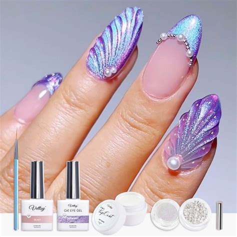 Instagram Trending Shell Cat Eye Nail Trend Set-Mermaid Fairy – Vettsy
