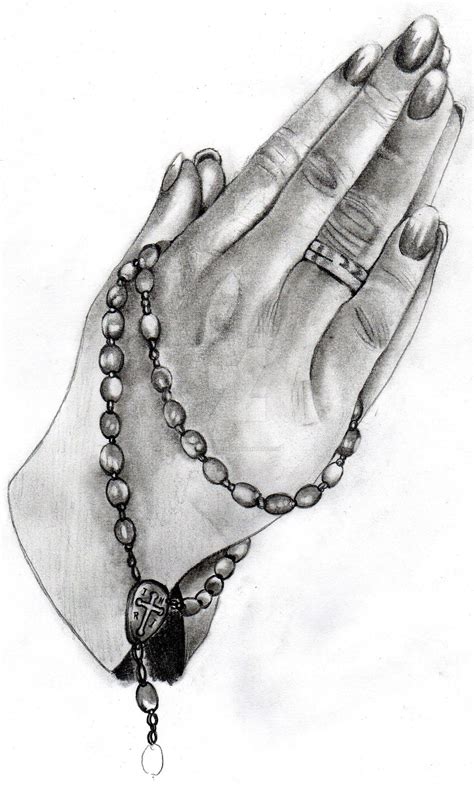 Praying Hands With Rosary Drawing at PaintingValley.com | Explore ...