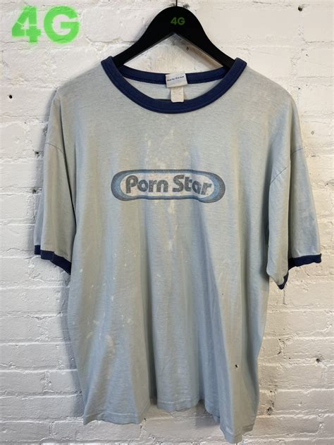 Vintage 90s PORNSTAR BRAND PORN THRASHED OG LOGO SHIRT | Grailed