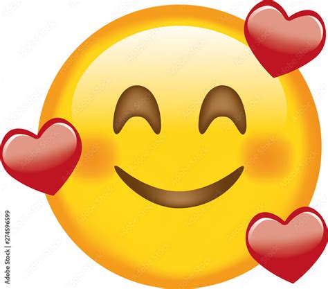 Face. Emoji. Smiling. Love. Cute emoticon isolated on white background ...