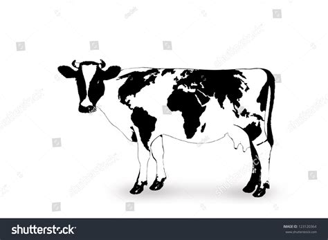 Geography Cow - Cow With World Map Stock Photo 123120364 : Shutterstock