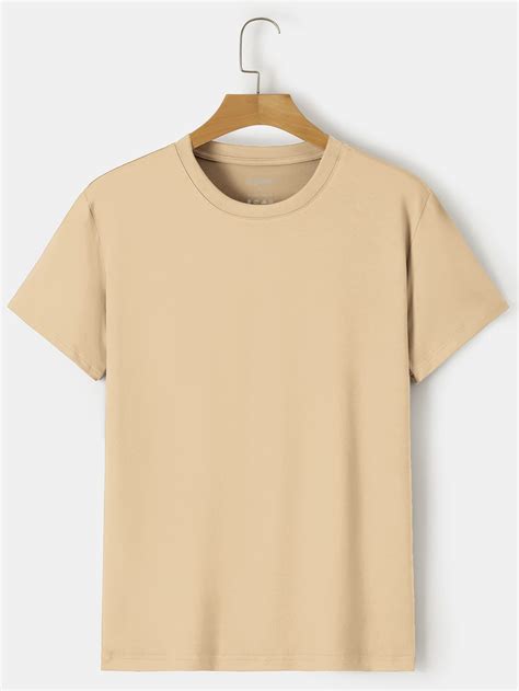 Hombres Camiseta unicolor de cuello redondo | Moda de Mujer | Round