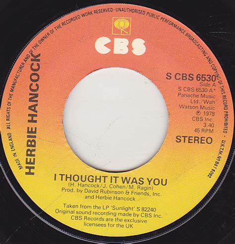 Herbie Hancock – I Thought It Was You – Vinyl (7", 45 RPM, Single), 1978 [r10833298] | Discogs