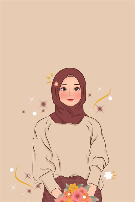 cute aesthetic iphone hijab cartoon wallpaper  infoupdateorg