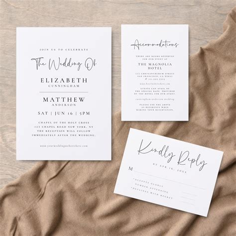 modern minimalist elegant chic simple wedding invitation zazzle