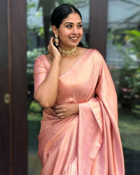 peach color saree kanchipuram silk saree  blouse  women indian
