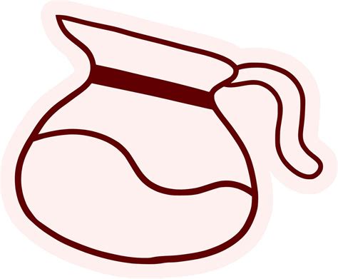 Coffee pot server sticker with a hand drawn aesthetic. Simple doodle of